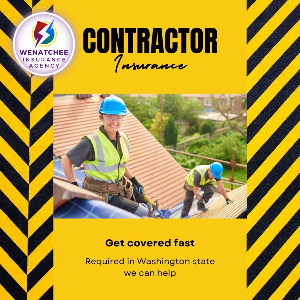 Contractor on a roof happily insured with Wenatchee Insurance